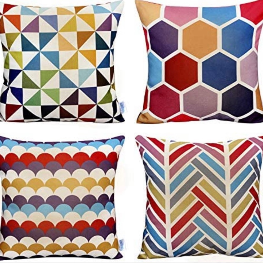 Colorful throw pillow cases & fill pillows (17x17)